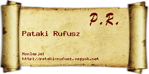 Pataki Rufusz névjegykártya